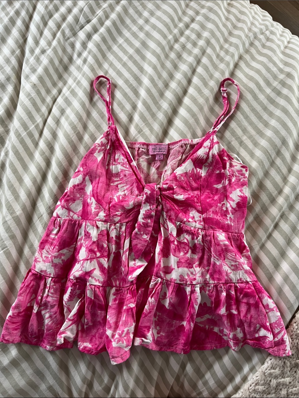 Pink Floral Tie-Front top